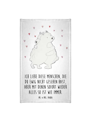 Mr. & Mrs. Panda Gästehandtuch Eisbär Umarmen mit Spruch in Weiß