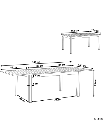Beliani Esstisch PANCOLE in Grau/Weiß - (W) 100 x (H) 75 x (L) 168 cm