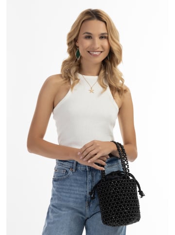 IZIA Damen Bucket Bag Aus Perlen in Schwarz