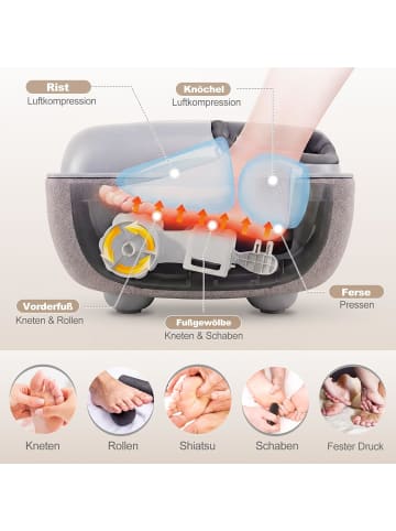 COSTWAY Shiatsu Fußmassagegerät mit Wärmefunktion in Grau