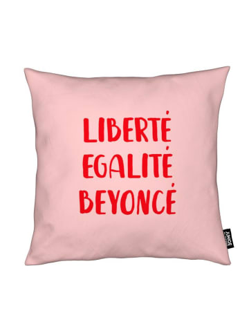 Juniqe Kissen "Liberté Egalité Beyoncé" in Rosa