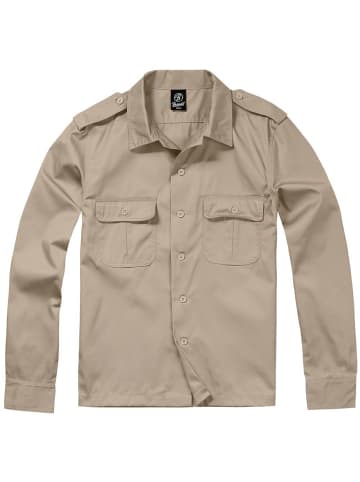 Brandit Hemd "Us Shirt Long Sleeve" in Beige