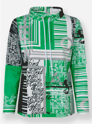 WITT WEIDEN Sweatshirt in grasgrün-weiß-bedruckt