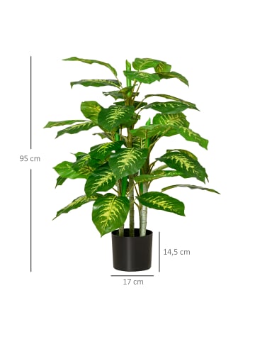 HOMCOM Künstliche Pflanze-17L x 17B x 95H cm-Grün