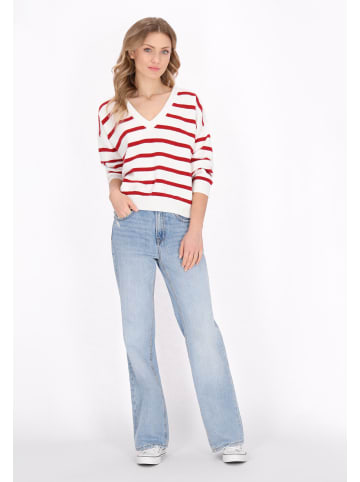 DreiMaster Women Pullover in offwhite red stripe