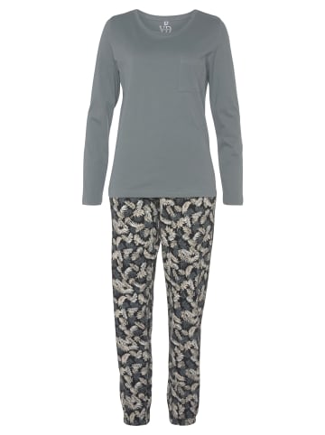 VIVANCE DREAMS Pyjama in grau-blau schwarz gemustert