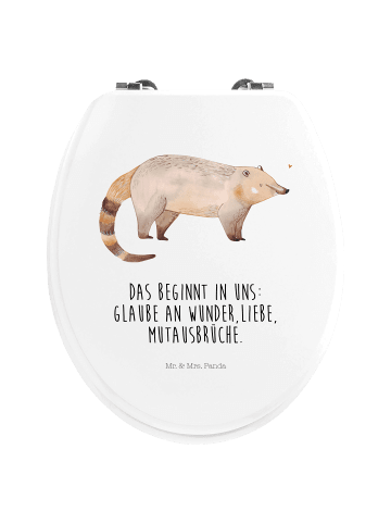 Mr. & Mrs. Panda mdf toilettensitz Nasenbär mit Spruch in Weiß