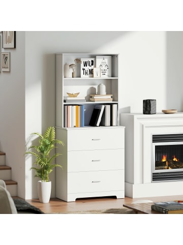 HOMCOM Bücherschrank-79L x 39,5B x 180H cm-Weiß