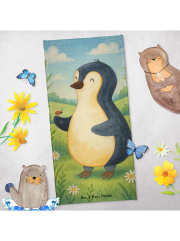 Mr. & Mrs. Panda Strandtuch Pinguin Marienkäfer Design ohne Spruch in Weiß