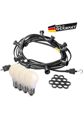 SATISFIRE Garten Party Lichterkette Illu 5 milchige LED Tropfenlampen 5m schwarz
