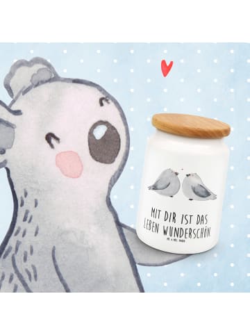 Mr. & Mrs. Panda Vorratsdose Turteltauben Liebe mit Spruch in Weiß