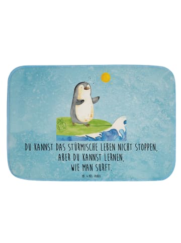 Mr. & Mrs. Panda Badvorleger Pinguin Surfer mit Spruch in Eisblau