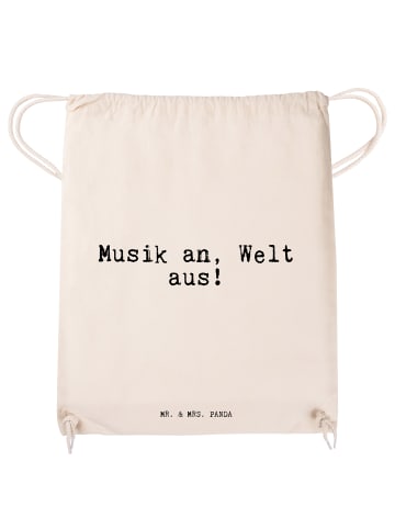 Mr. & Mrs. Panda Tasche Musik an, Welt aus!... mit Spruch in Creme