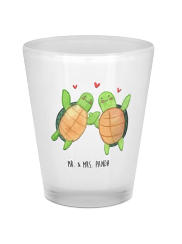 Mr. & Mrs. Panda Schnapsglas Schildkröten Paar ohne Spruch in Transparent