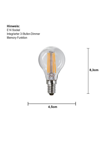 STAR Trading LED-Leuchtmittel ,Clear 3-Step Memory', E14, 4,2W, 50-470lm, warmweiß