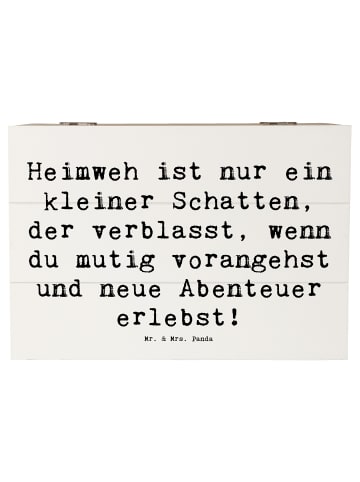 Mr. & Mrs. Panda Holzkiste Spruch Heimweh überwinden Abenteuer e... in Weiß