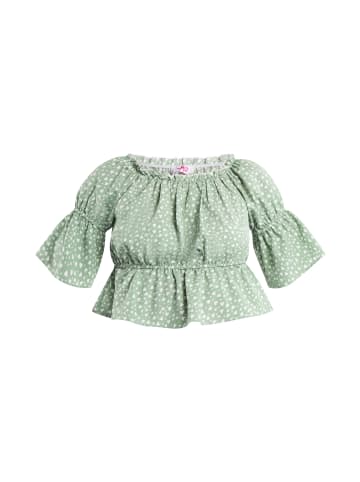 myMo Damen Bluse Mit Herzchenprint in Grün