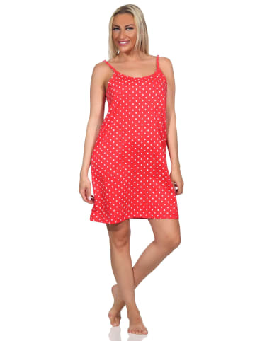 NORMANN Spaghetti Nachthemd Tupfen Punkte Optik in pink