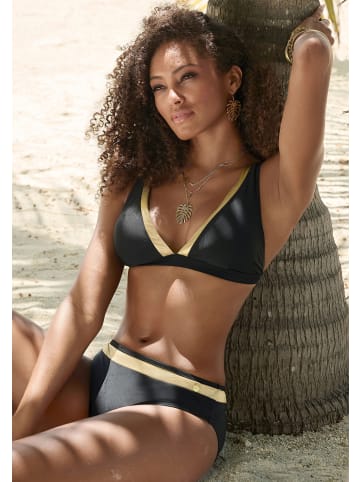 LASCANA Triangel-Bikini-Top in schwarz-goldfarben