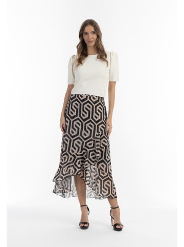 faina Damen Midirock in Schwarz Beige