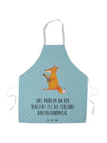 Mr. & Mrs. Panda Latzschürze Fuchs Gitarre mit Spruch in Türkis Pastell