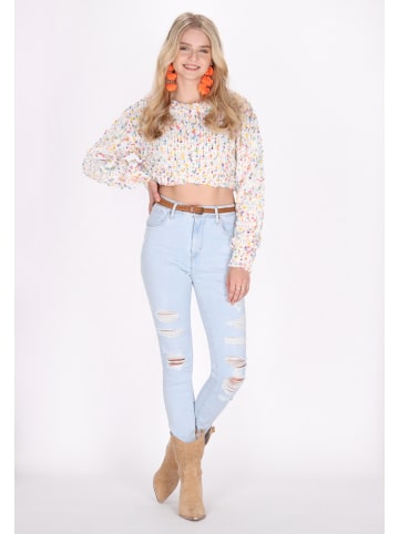 IZIA Damen Pullover in Weiss Mehrfarbig