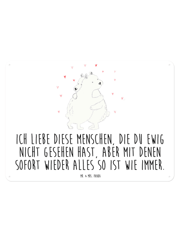 Mr. & Mrs. Panda Blechschild Eisbär Umarmen mit Spruch in Weiß