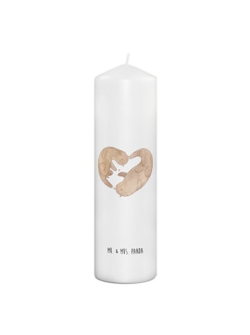 Mr. & Mrs. Panda Kerze Otter Herz ohne Spruch in Weiß