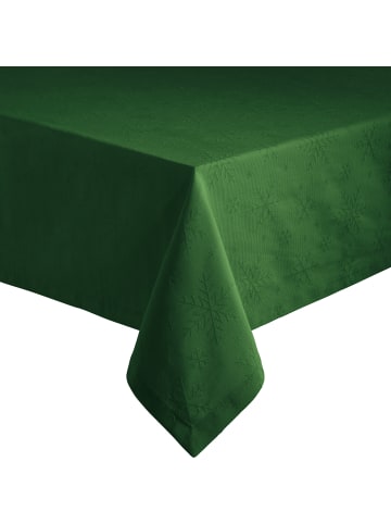 REDBEST Jacquard Tischdecke Snowflake in dunkelgrün