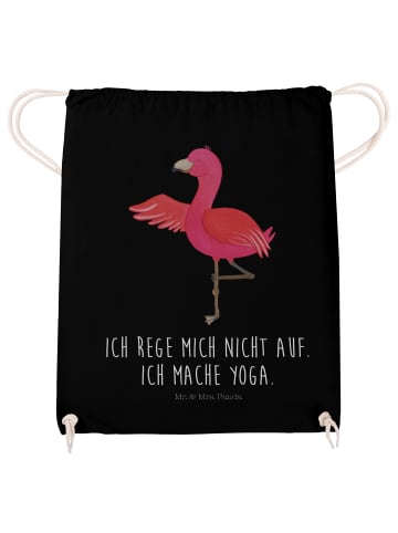 Mr. & Mrs. Panda Sportbeutel Flamingo Yoga mit Spruch in Schwarz