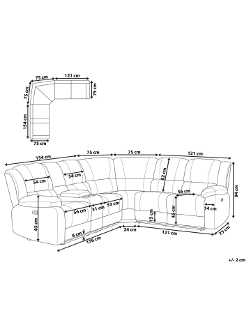 Beliani Ecksofa ROKKE in Beige - (W) 229 x (H) 94 x (L) 196 cm linksseitig