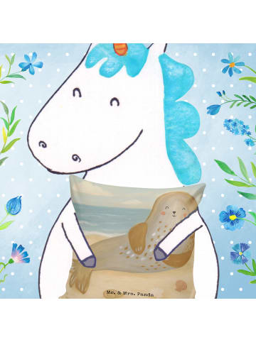 Mr. & Mrs. Panda Deko Kissen Robbe Lachen Design ohne Spruch in Weiß