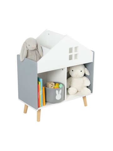 relaxdays Kinderregal in Weiß/Grau - (B) 60 x (H) 65,7 x (T) 30 cm