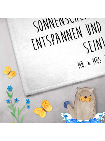 Mr. & Mrs. Panda Kleines Handtuch Sommer Meer Strand mit Spruch in Weiß