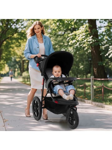 COSTWAY Dreirad Kinderwagen für Baby von 0-4 Jahren in Schwarz