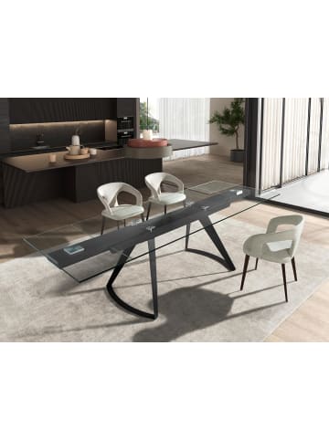 Angel Cerdá Ausziehbarer Esstisch 1150 in Schwarz/Kristall – (B)180 x (T)100 x (H)75 cm