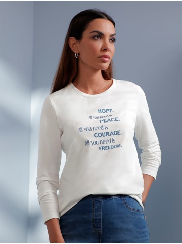 Heine Shirt in ecru-mittelblau-gemustert