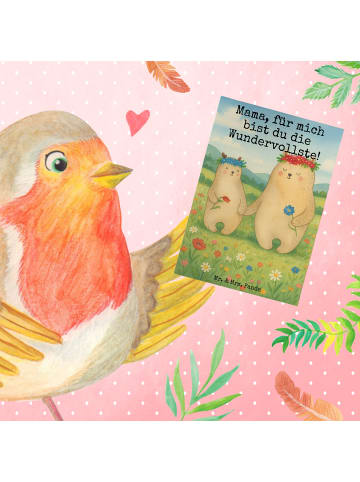 Mr. & Mrs. Panda Beileidskarte Bären mit Blumenkranz Design mit ... in Weiß