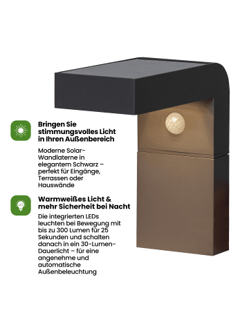 STAR Trading LED Solar-Wandleuchte ,Vici', Bewegungsmelder, Dämmerungssensor, Dauer