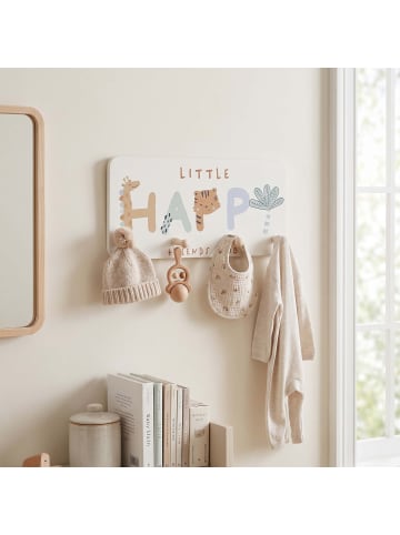 relaxdays Kindergarderobe "Tiere" in Weiß/ Orange - (B)40 x (H)20 x (T)5,5 cm