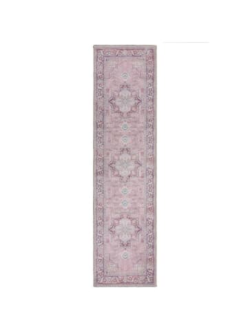 KADIMA DESIGN Maschinenwaschbarer Vintage-Teppich aus recycelten Fasern, rutschfest in Rosa