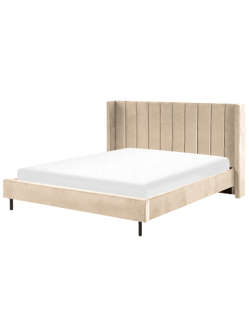 Beliani Doppelbett VILLETTE in Beige/Schwarz - (W) 205 x (H) 115 x (L) 222 cm