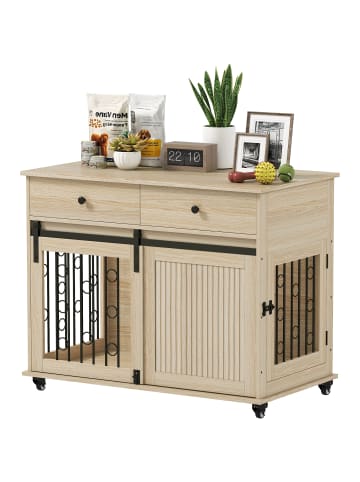 Pawhut Hundekäfig Eiche 100L x 56B x 81H cm