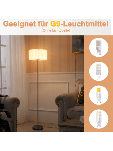 ZMH Stehlampe 1-flammige G9 in weiß Papier