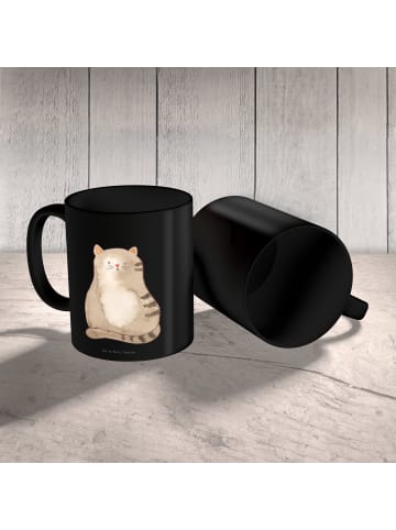 Mr. & Mrs. Panda Motivtasse Katze Sitzen ohne Spruch in Schwarz