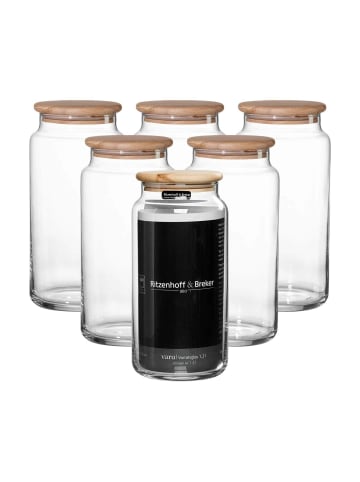 Ritzenhoff & Breker 6er Set Vorratsgläser Varu in 1,2 l in transparent