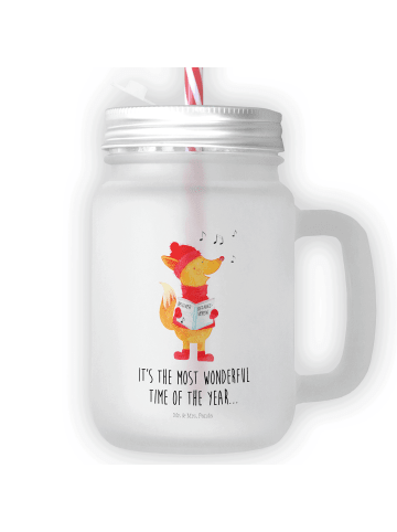 Mr. & Mrs. Panda Blümchentailglas Fuchs Sänger mit Spruch in Transparent
