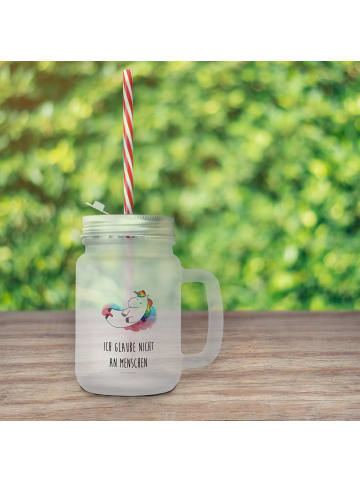 Mr. & Mrs. Panda Limonadenglas Einhorn Wolke 7 mit Spruch in Transparent