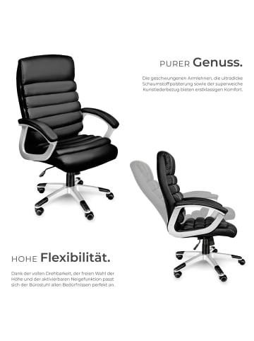 tectake Bürostuhl Paul, einstellbare Wippfunktion, schwarz