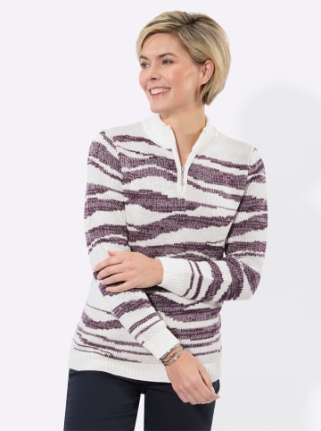 WITT WEIDEN Jacquard-Pullover in ecru-violett-gemustert